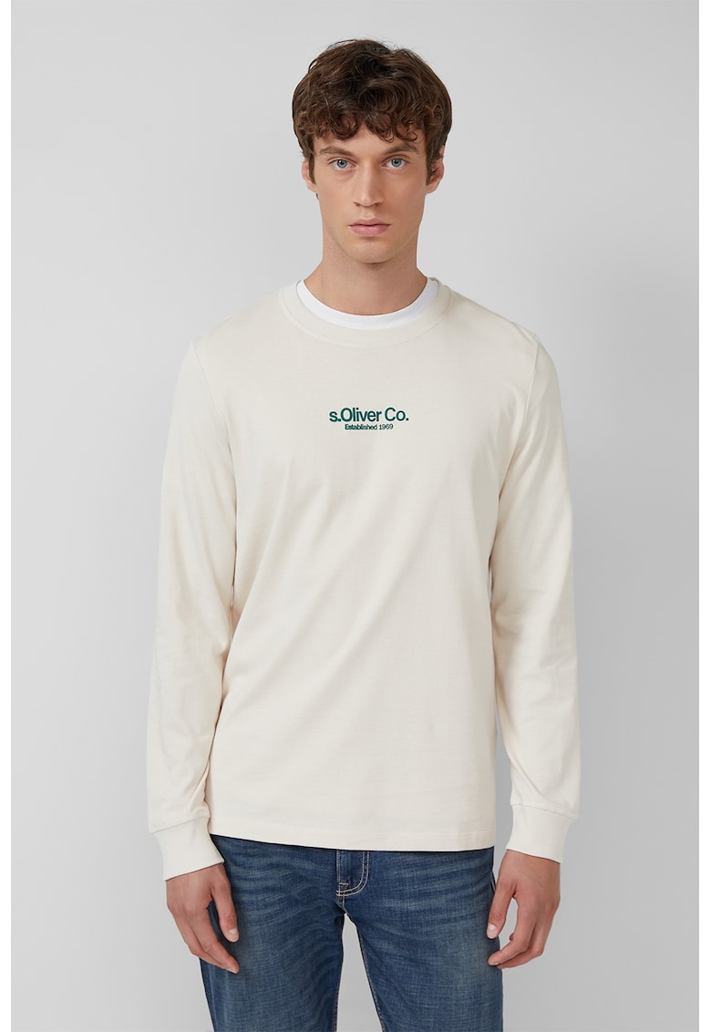Bluza cu detaliu text - Crem