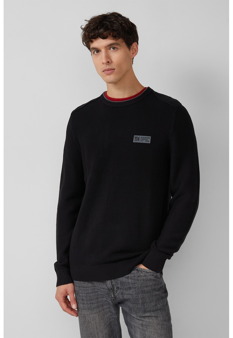 Pulover de bumbac cu decolteu la baza gatului