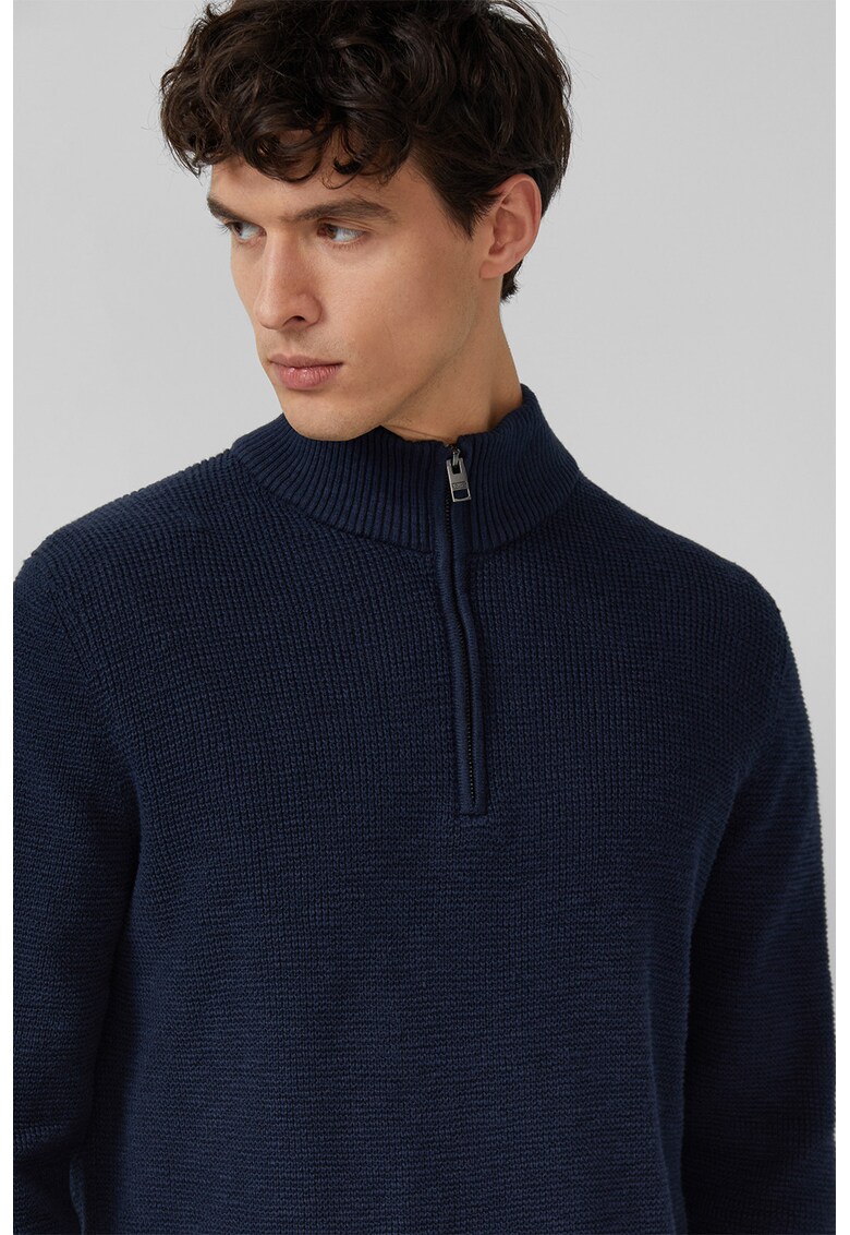 Pulover de bumbac cu fermoar scurt