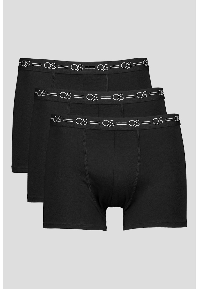 Set de boxeri cu banda logo in talie - 3 perechi - Negru
