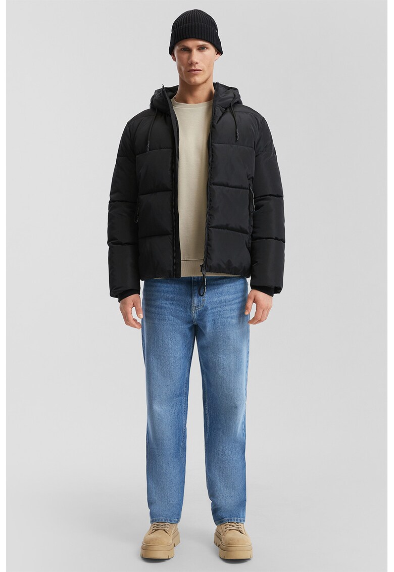 Geaca cu vatelina si gluga - Negru