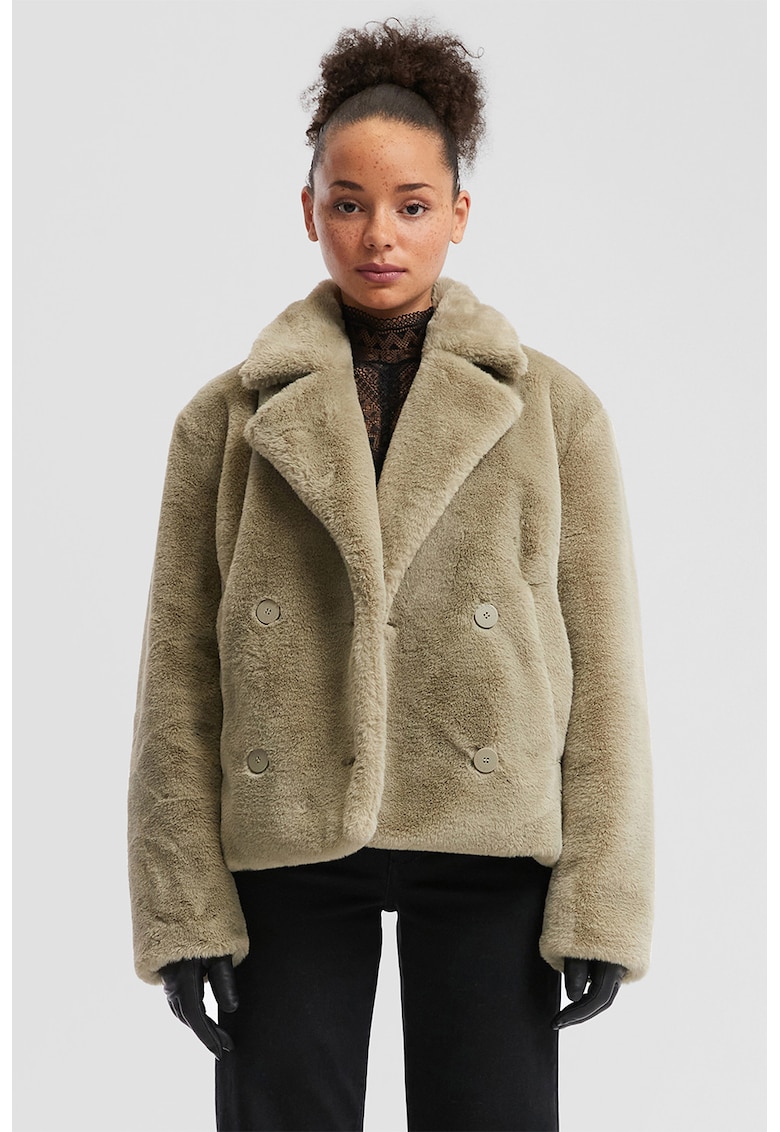 Palton scurt de blana sintetica