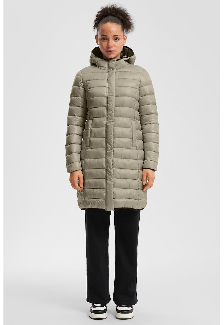 Geaca matlasata cu gluga - Grej