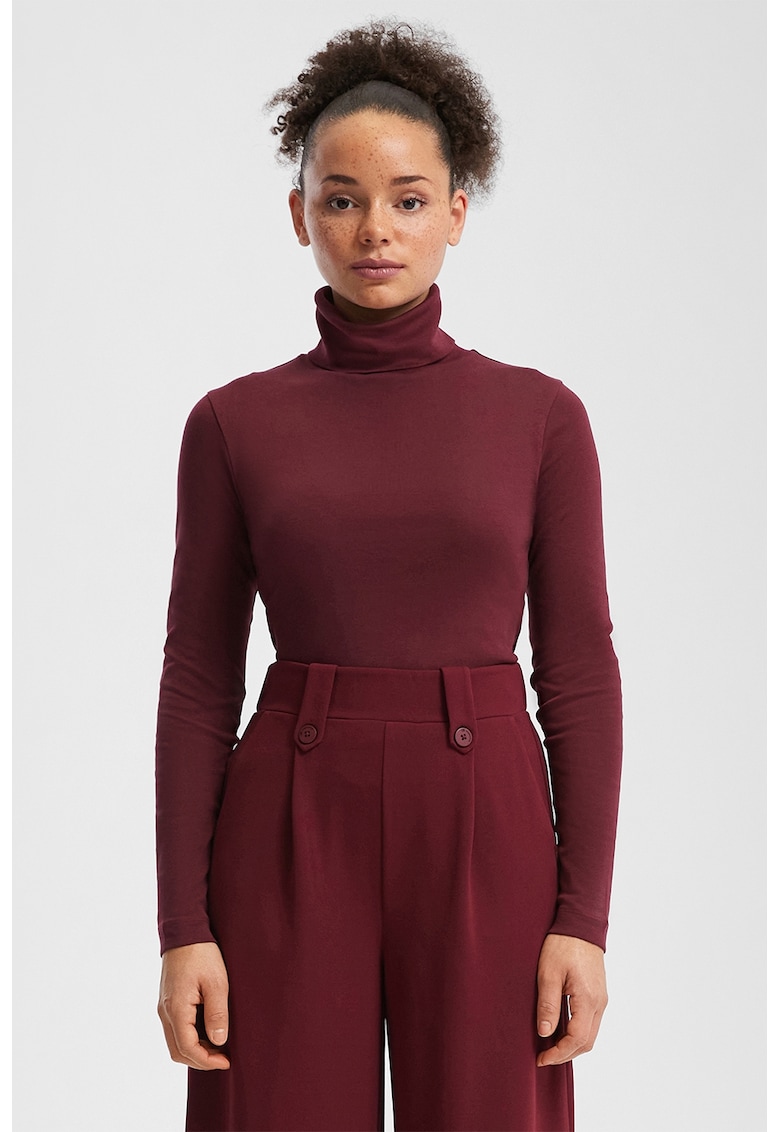 Bluza slim-fit cu guler inalt