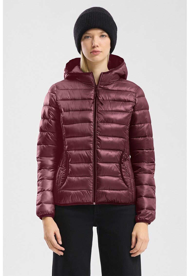 Geaca matlasata cu gluga - Visiniu