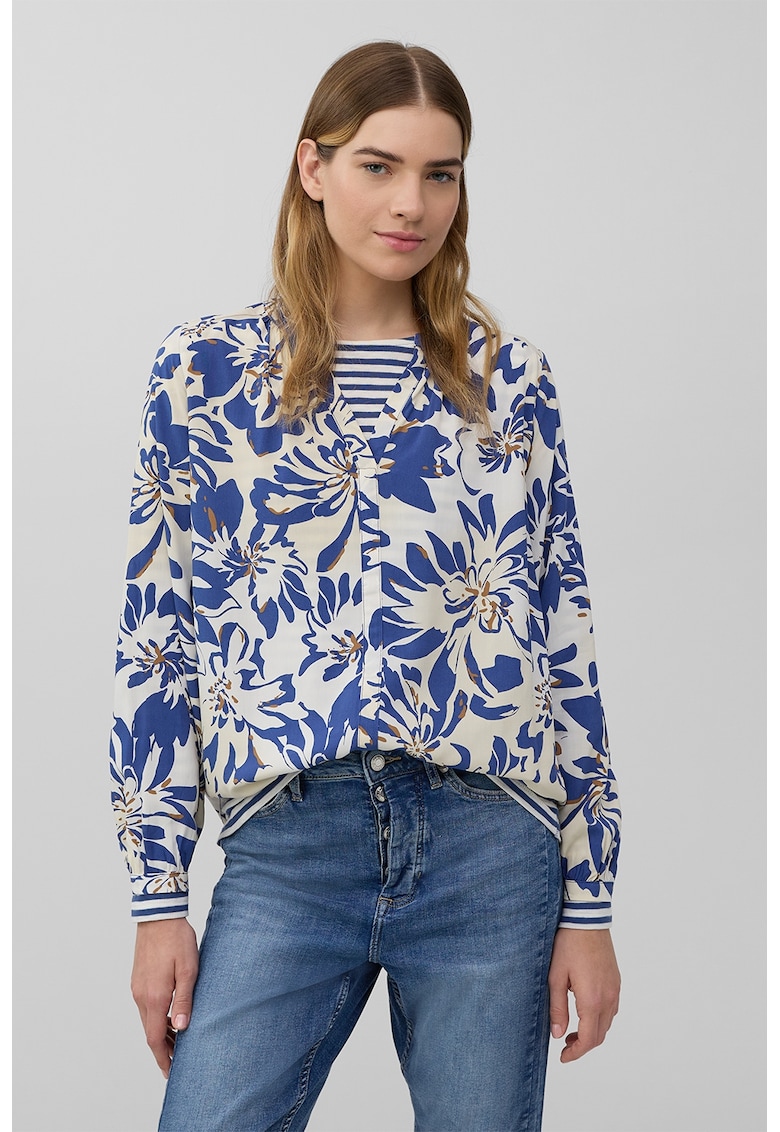 Bluza cu decolteu in V si model floral