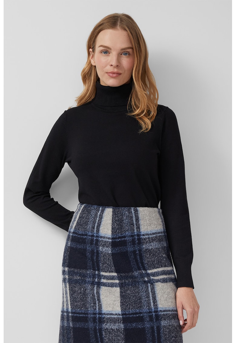 Pulover uni slim fit cu guler inalt