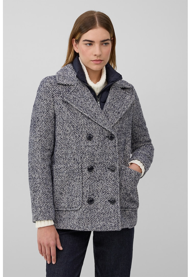 Palton cu revere decupate si doua randuri de nasturi