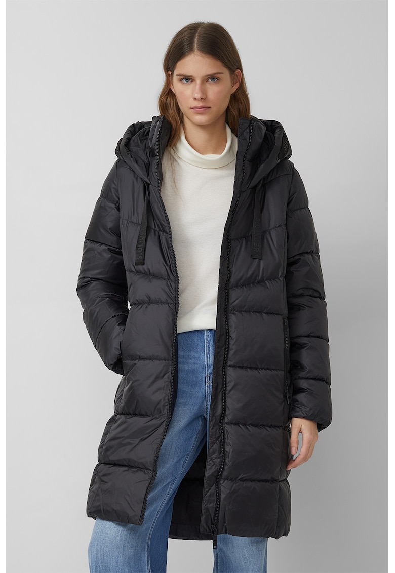 Geaca lunga cu vatelina - Negru stins