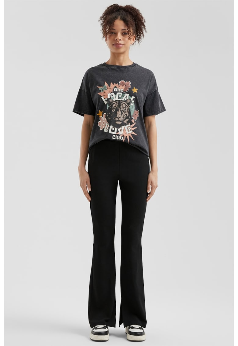 Pantaloni evazati cu talie inalta - Negru