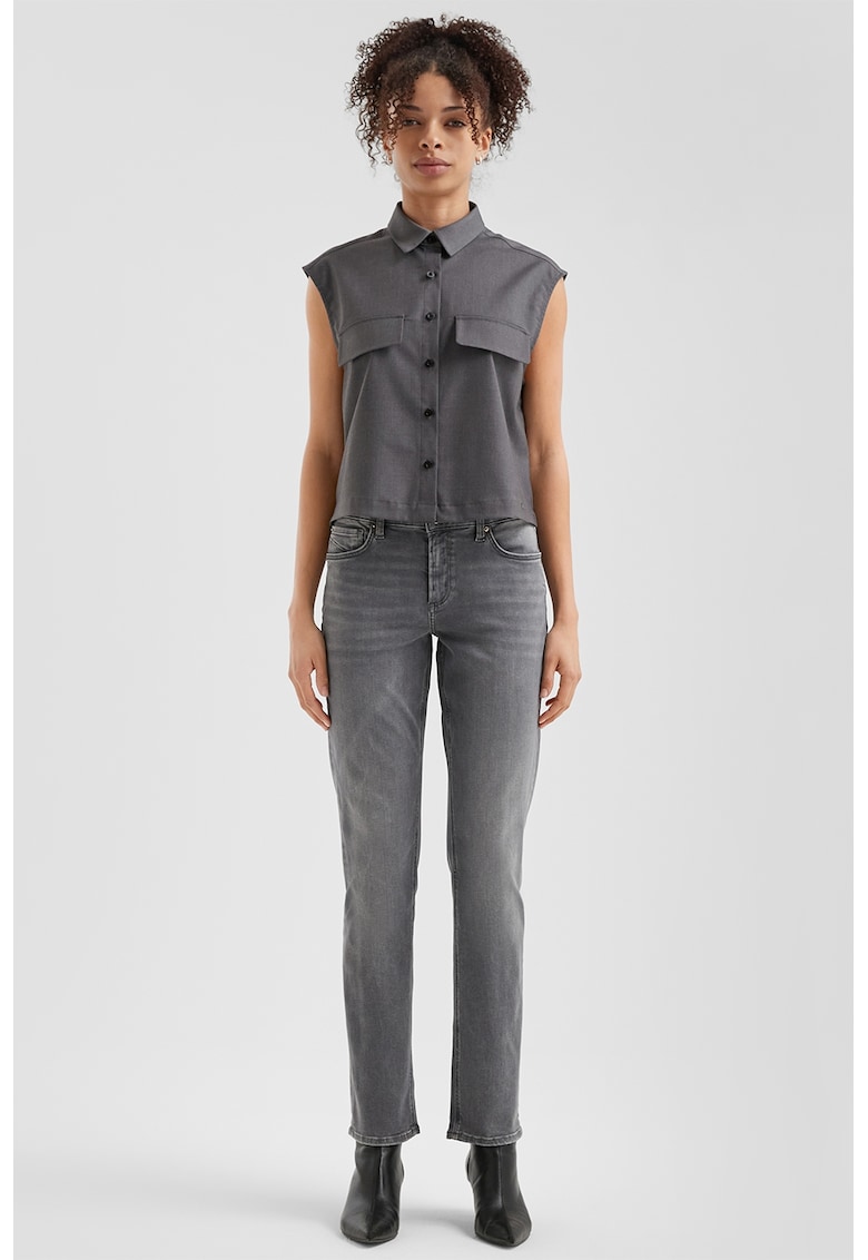 Blugi slim fit cu aspect decolorat - Gri inchis