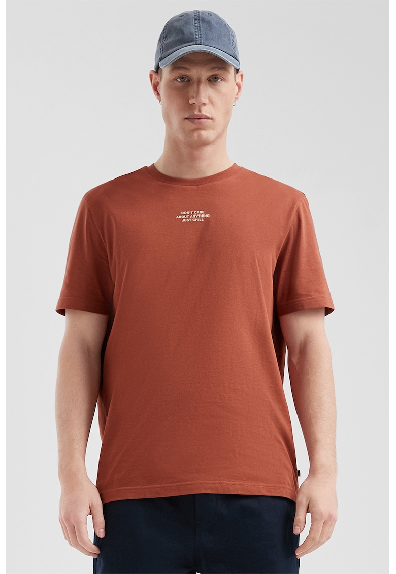 s.Oliver - Tricou de bumbac cu decolteu la baza gatului si text