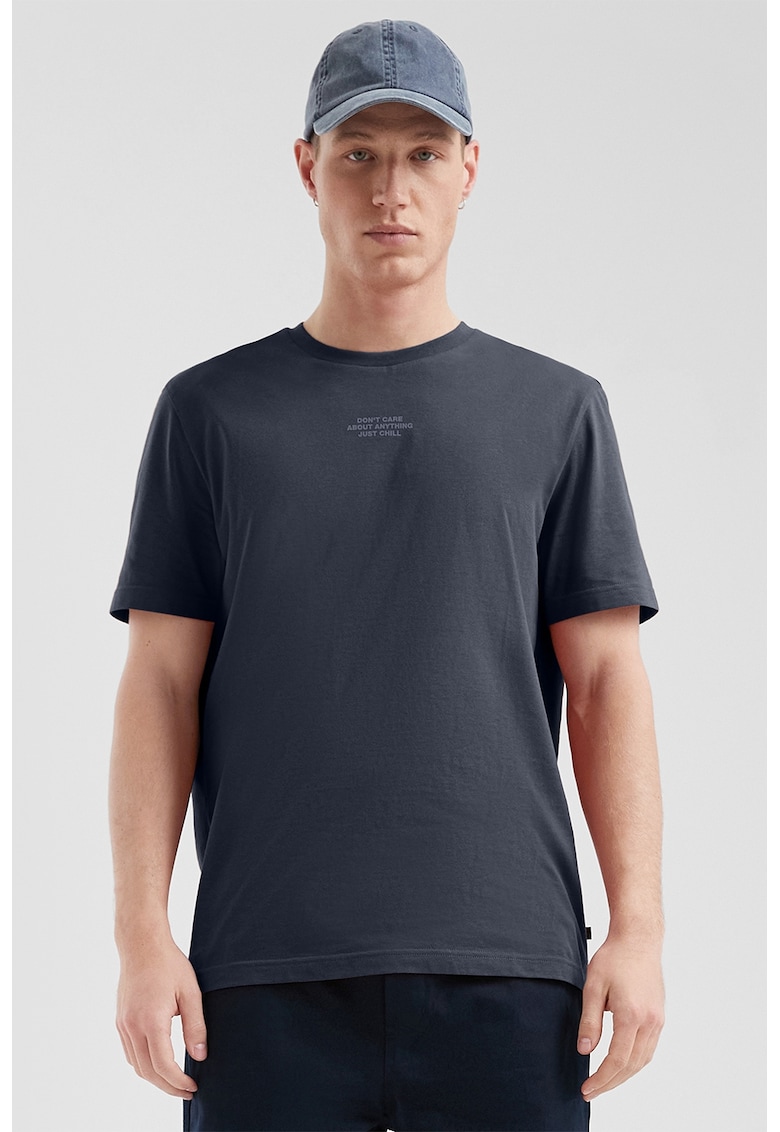 s.Oliver - Tricou de bumbac cu decolteu la baza gatului si text