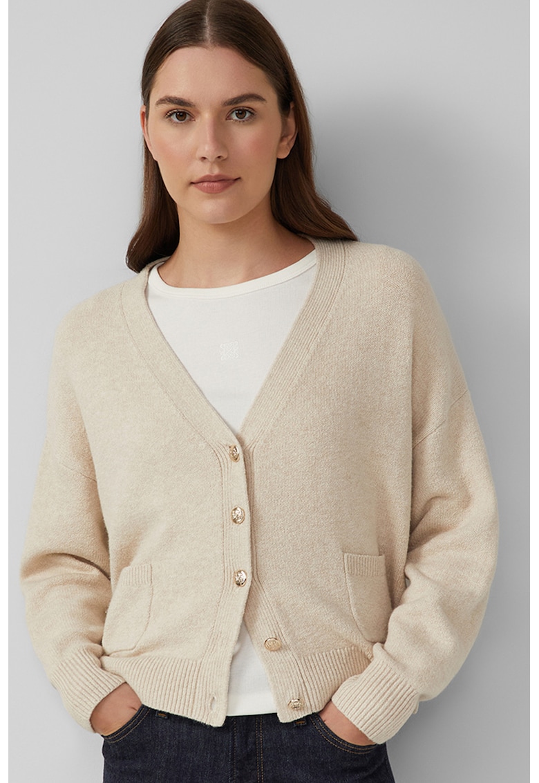 Cardigan supradimensionat cu buzunare aplicate