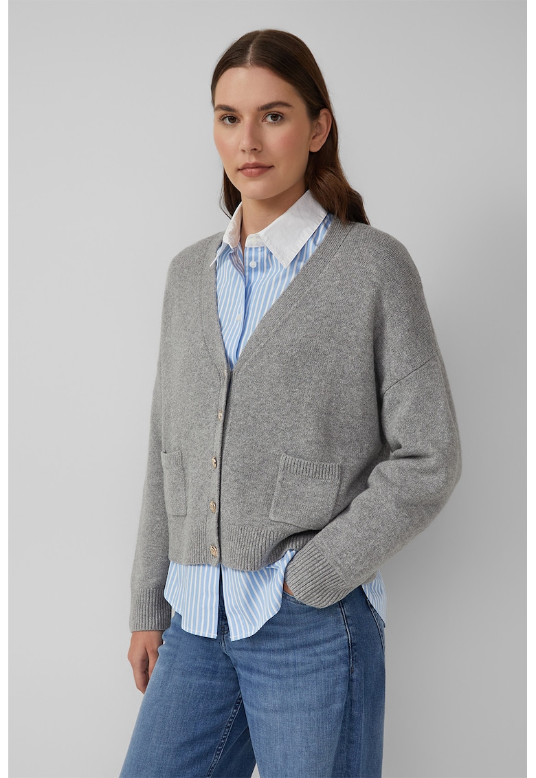 Cardigan supradimensionat cu buzunare aplicate