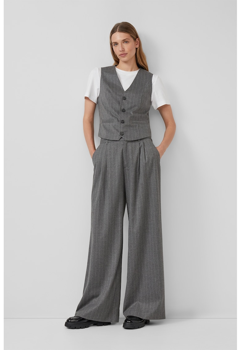 Pantaloni ampli in dungi - Gri inchis