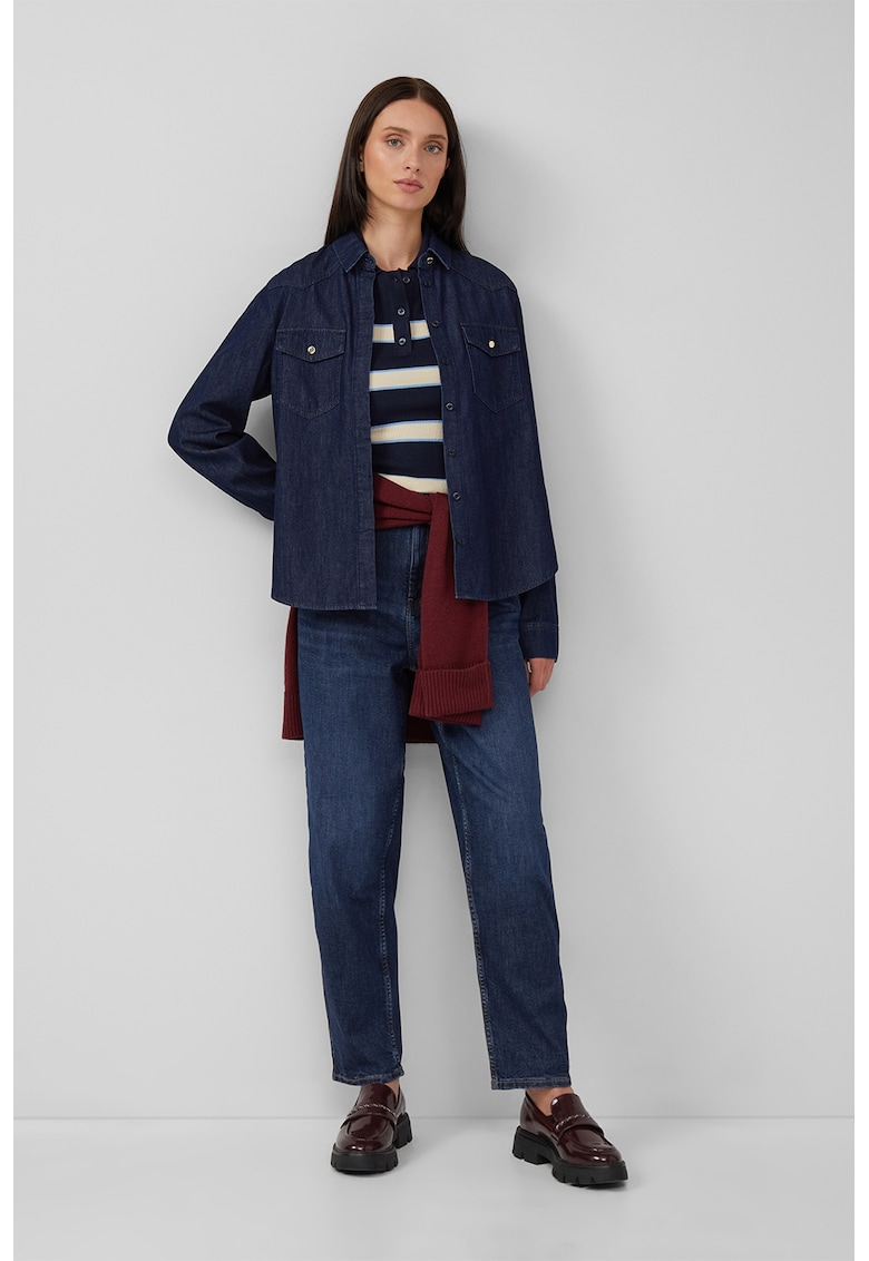 Blugi mom fit cu talie inalta - Bleumarin