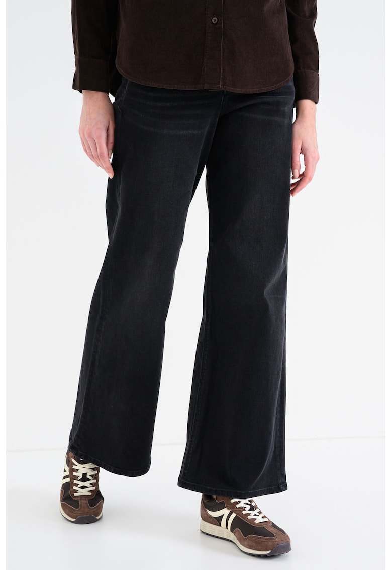 Blugi evazati cu talie inalta - Negru stins