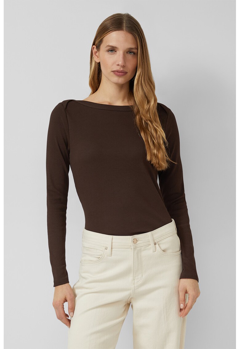 Bluza slim fit cu decolteu barcuta