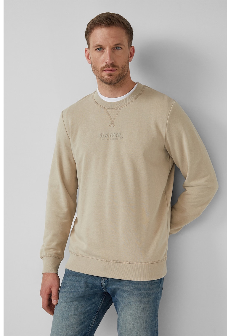 Bluza de trening din amestec de bumbac cu logo - Maro nisip