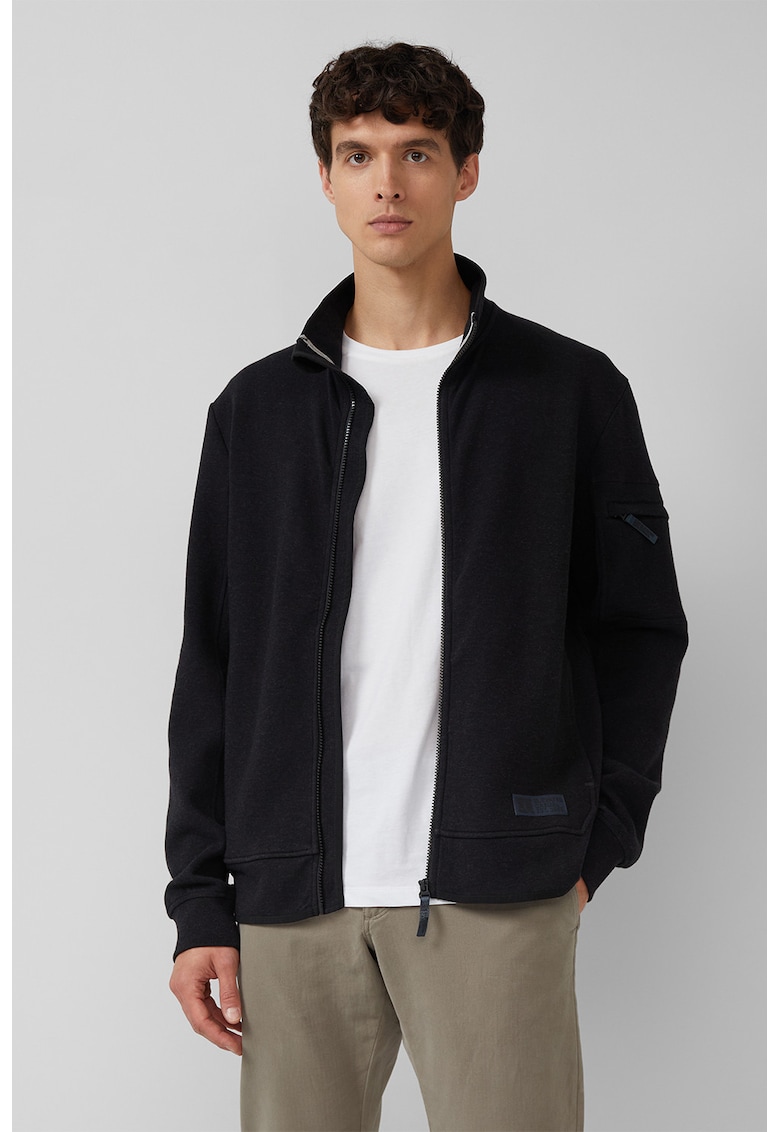 Bluza de trening din amestec de bumbac cu fermoar - Negru