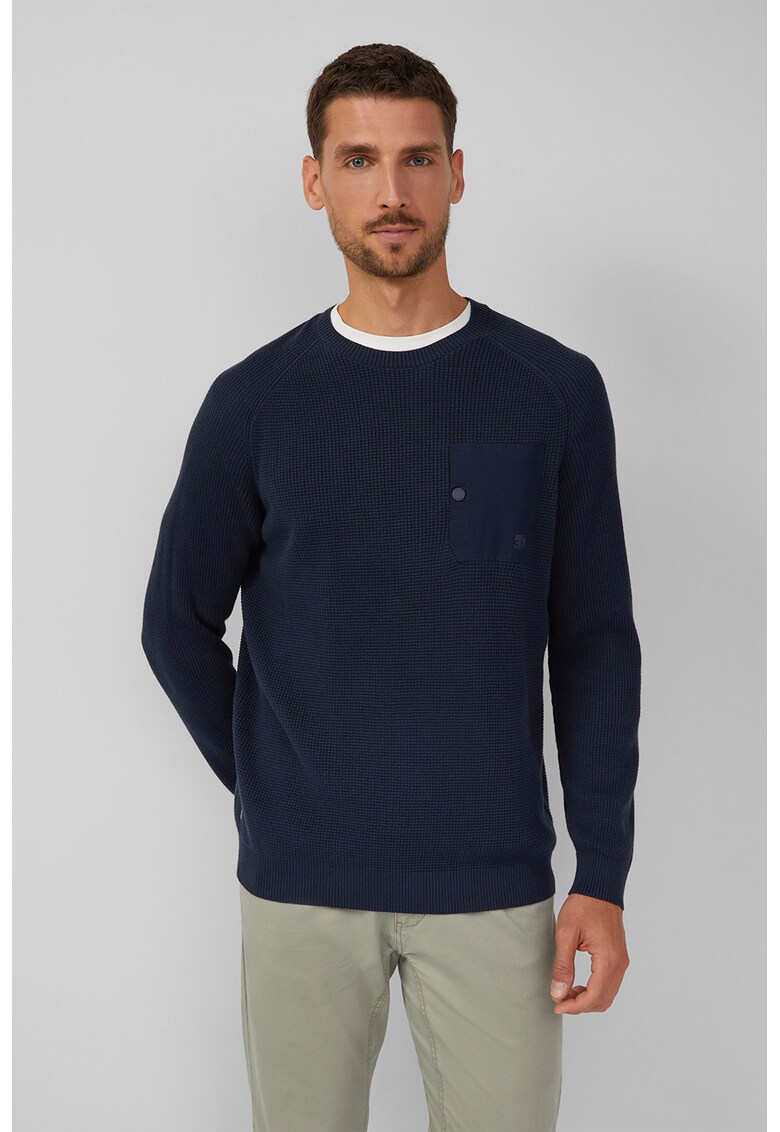 Pulover cu decolteu la baza gatului si maneci raglan - Albastru ultramarin