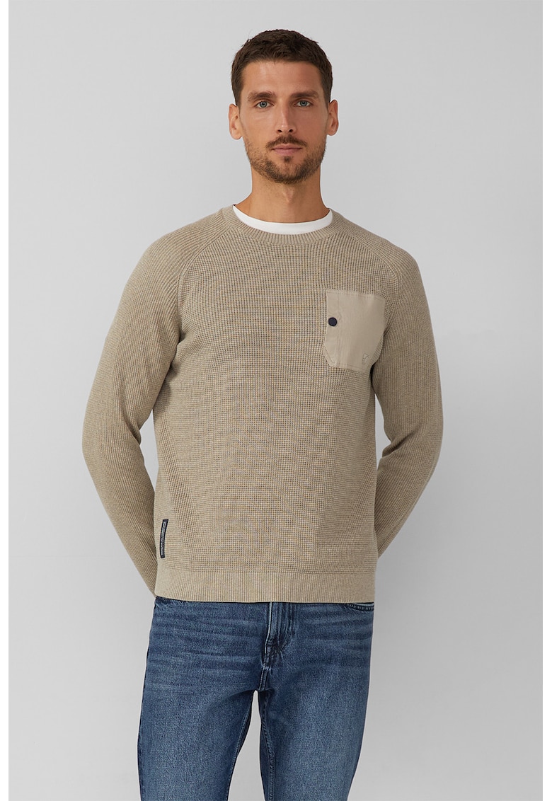 Pulover cu decolteu la baza gatului si maneci raglan - Maro deschis
