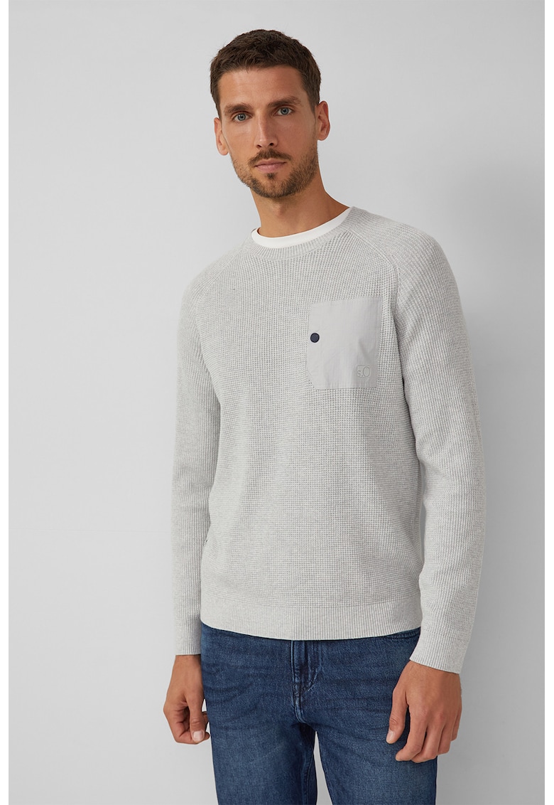 Pulover cu decolteu la baza gatului si maneci raglan - Gri deschis