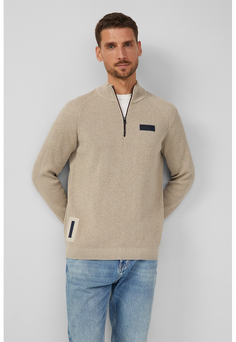 Pulover cu fermoar contrastant