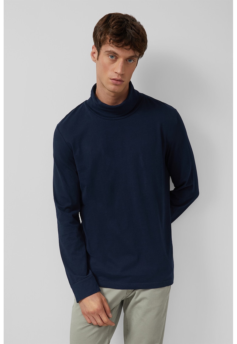 Bluza uni de bumbac cu guler inalt