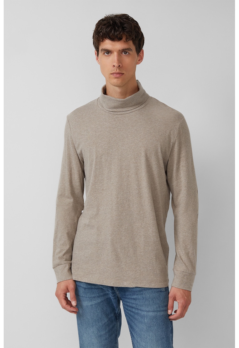 Bluza uni de bumbac cu guler inalt