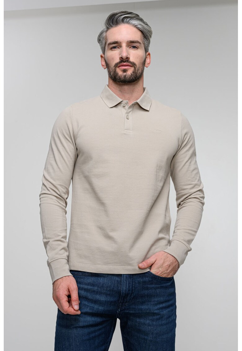 Bluza polo de bumbac - Maro nisip