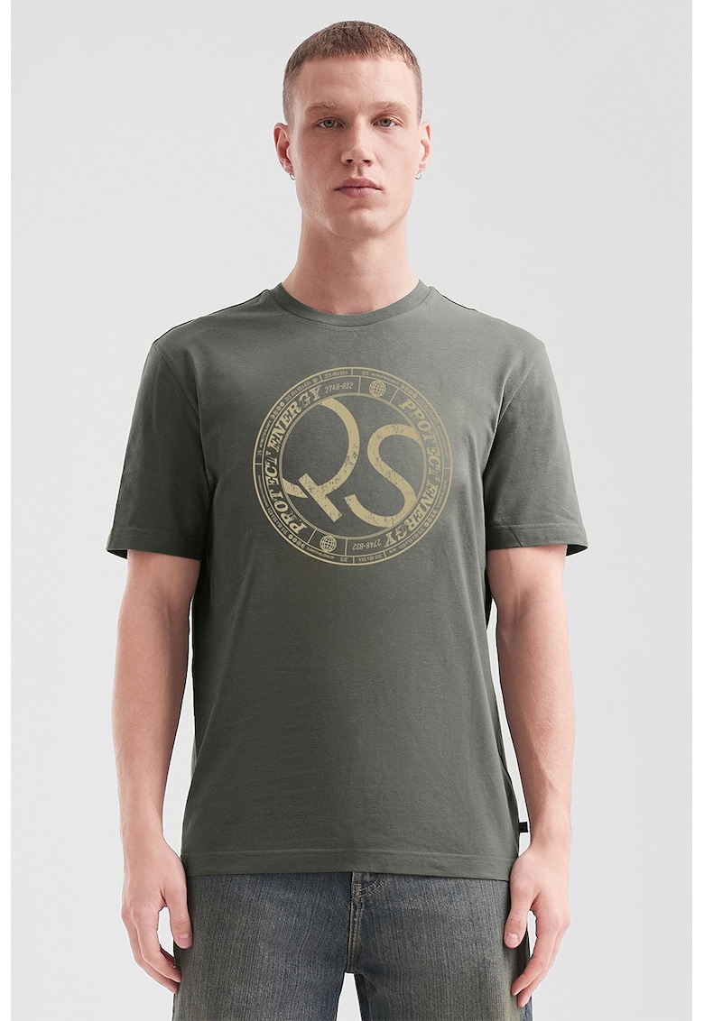 Tricou de bumbac cu logo - Verde aquamarin