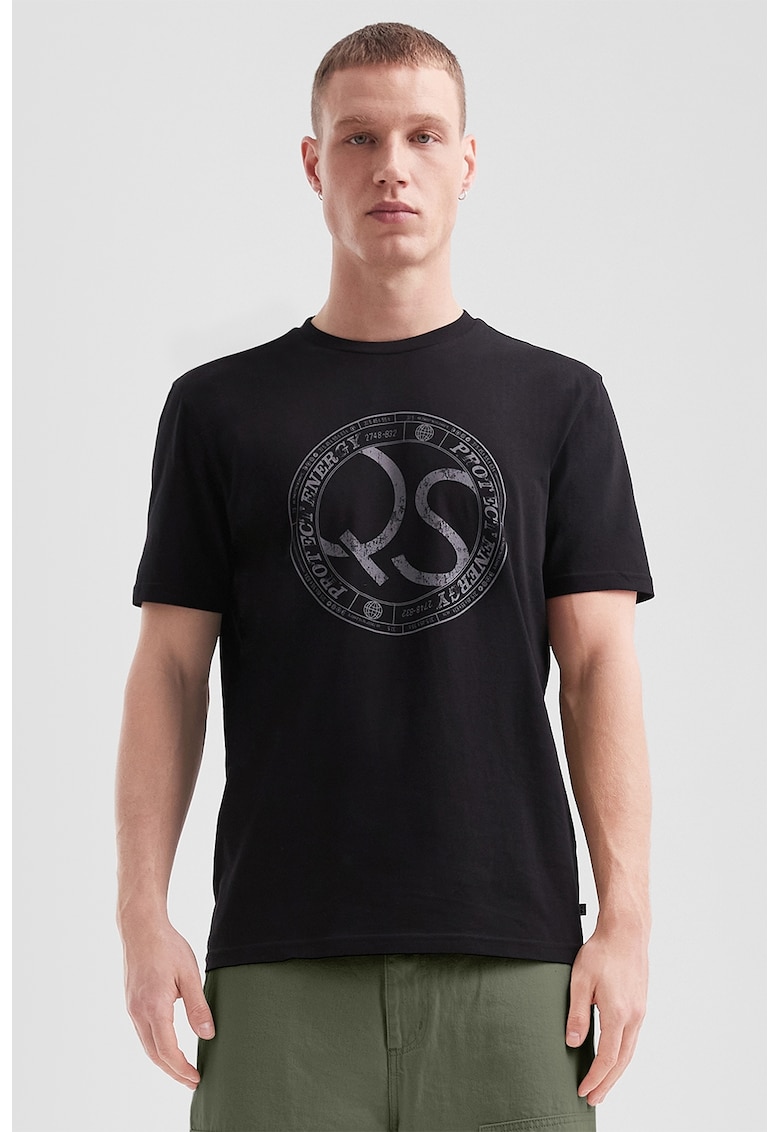 Tricou de bumbac cu logo - Negru