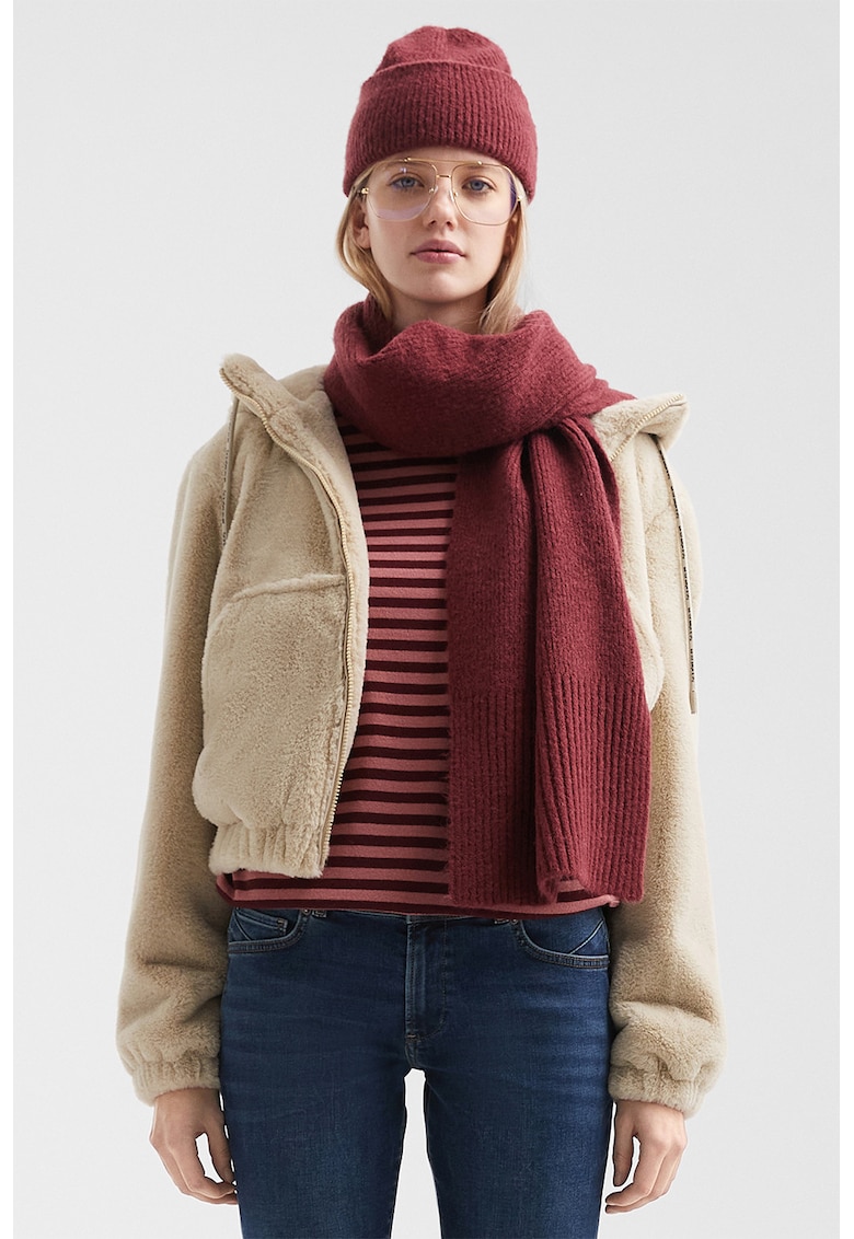 Jacheta crop din material teddy cu gluga