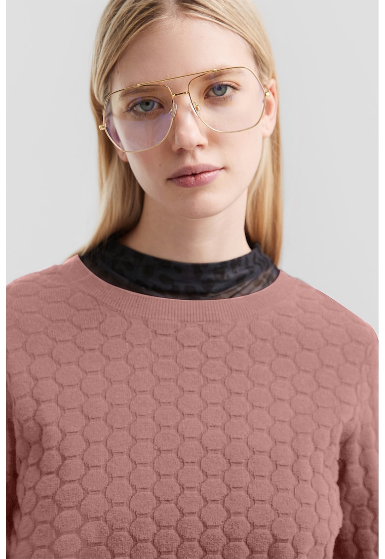 Pulover texturata cu decolteu la baza gatului