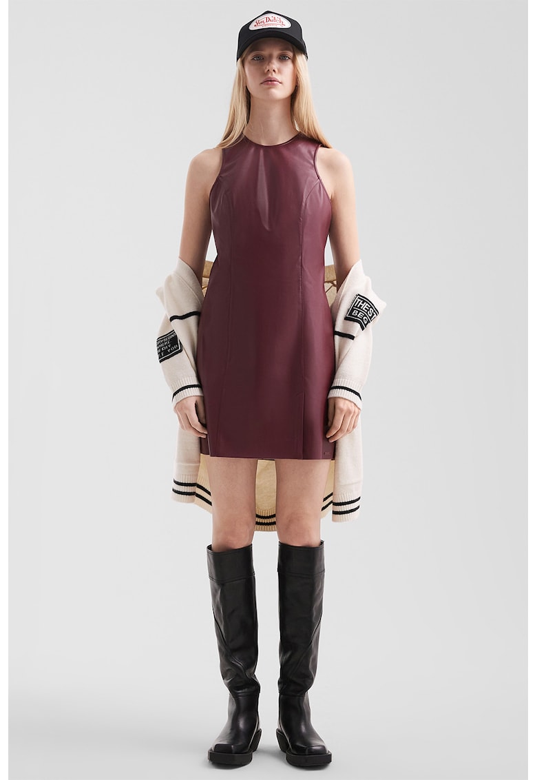 Rochie mini fara maneci - din piele ecologica