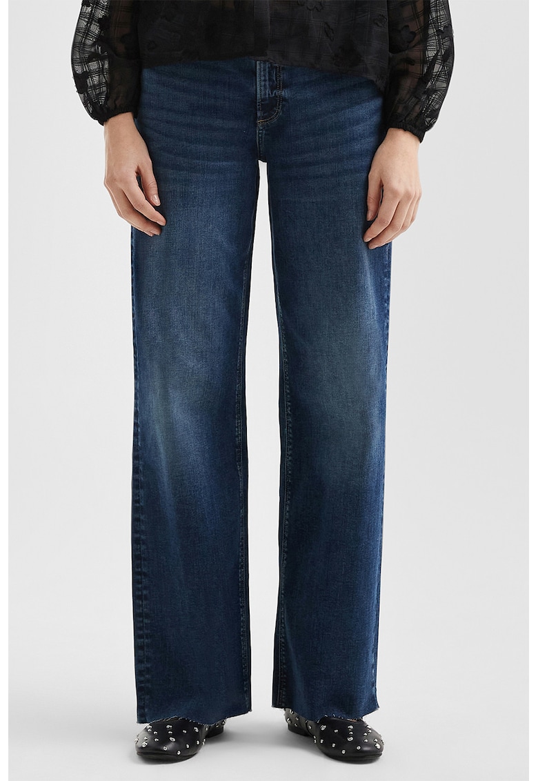 Blugi drepti cu talie inalta - Albastru inchis