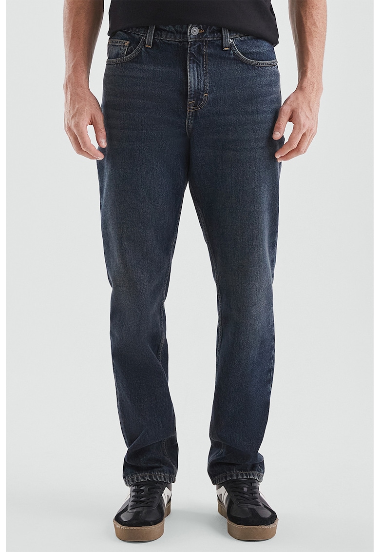 Blugi regular fit cu talie medie - Bleumarin
