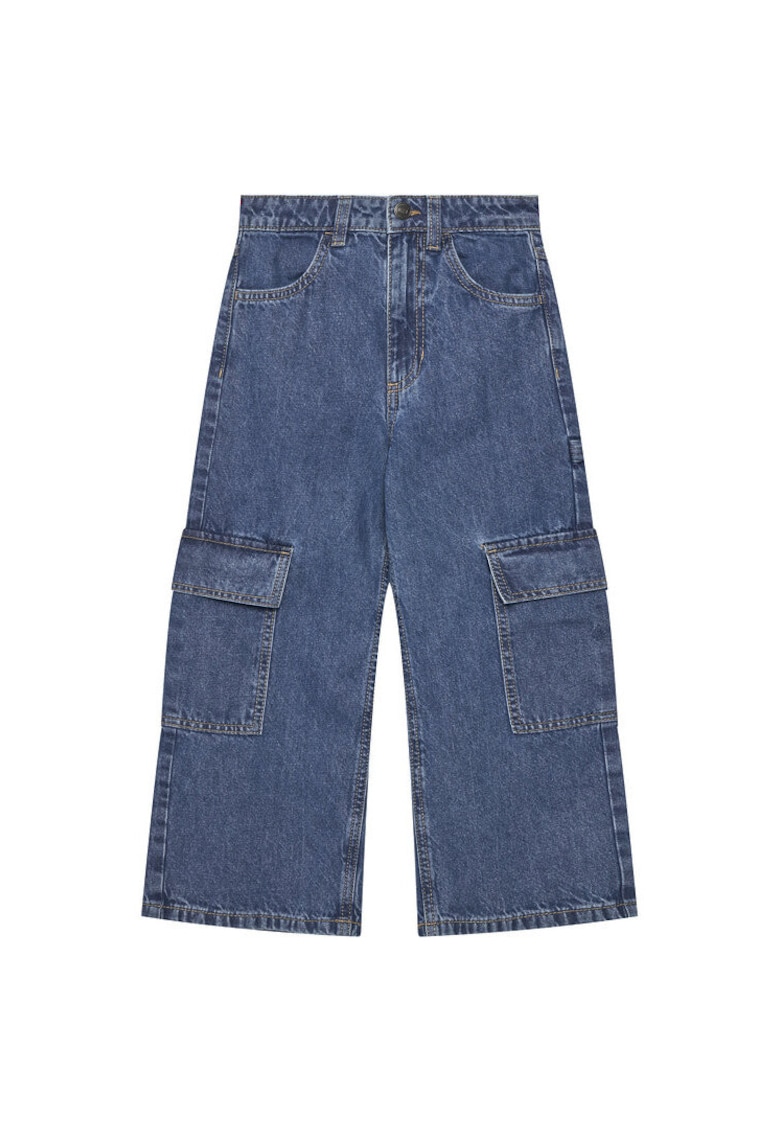 Pantaloni fete 4DW2CE035 - Bumbac - Albastru - Albastru
