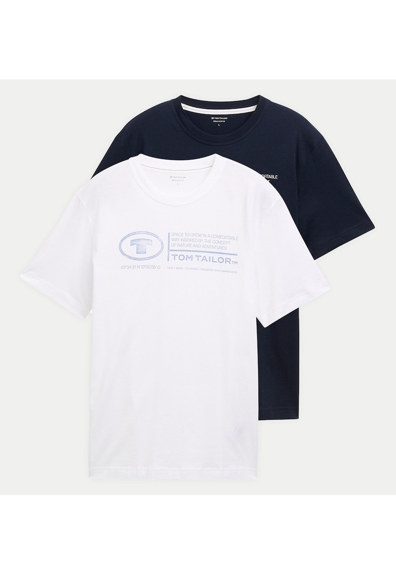 Set 2 tricouri barbati 1047047 - Bumbac - Alb/Negru