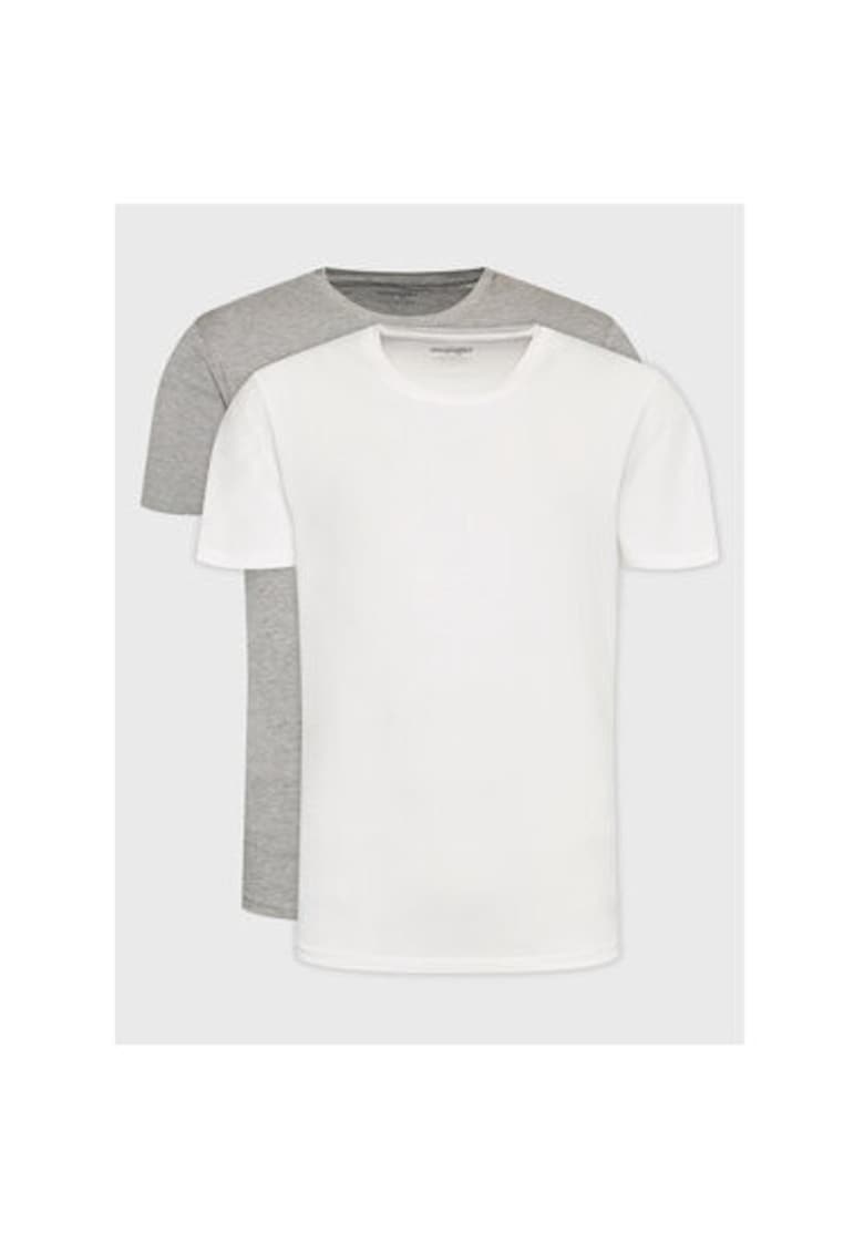 Set 2 tricouri barbati 112321465 - Bumbac - Alb/Gri - Alb/Gri
