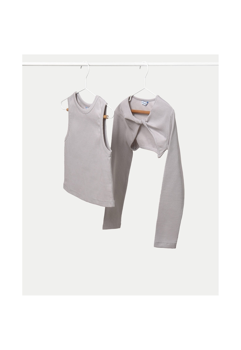 Bluza fete  6150 - Bumbac/Elastan - Gri