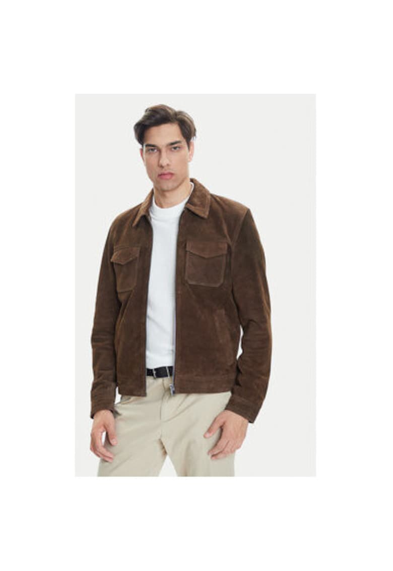 Geaca din piele barbati CRED SUEDE - Piele naturala - Maro
