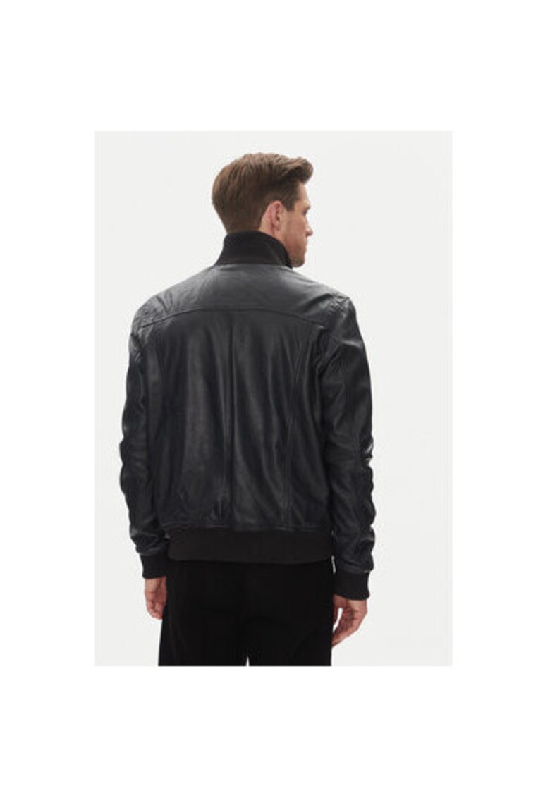 Geaca din piele barbati SOUL BOMBER - Piele naturala - Bleumarin