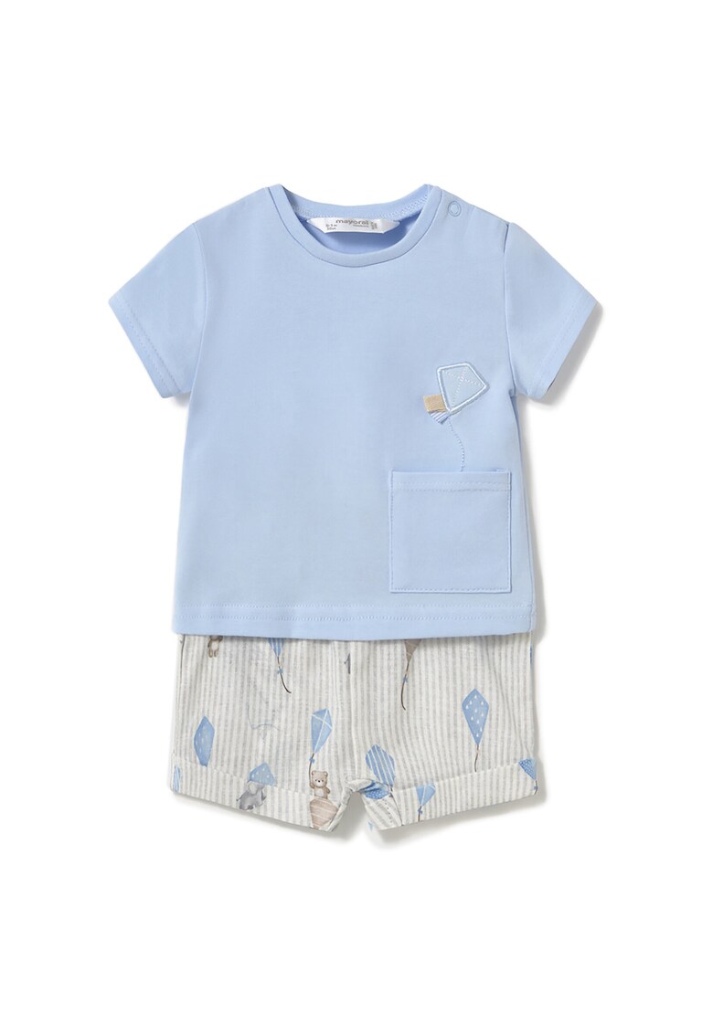 Set tricou si pantaloni scurti baieti 1202 - Bumbac - 63794 - Albastru deschis