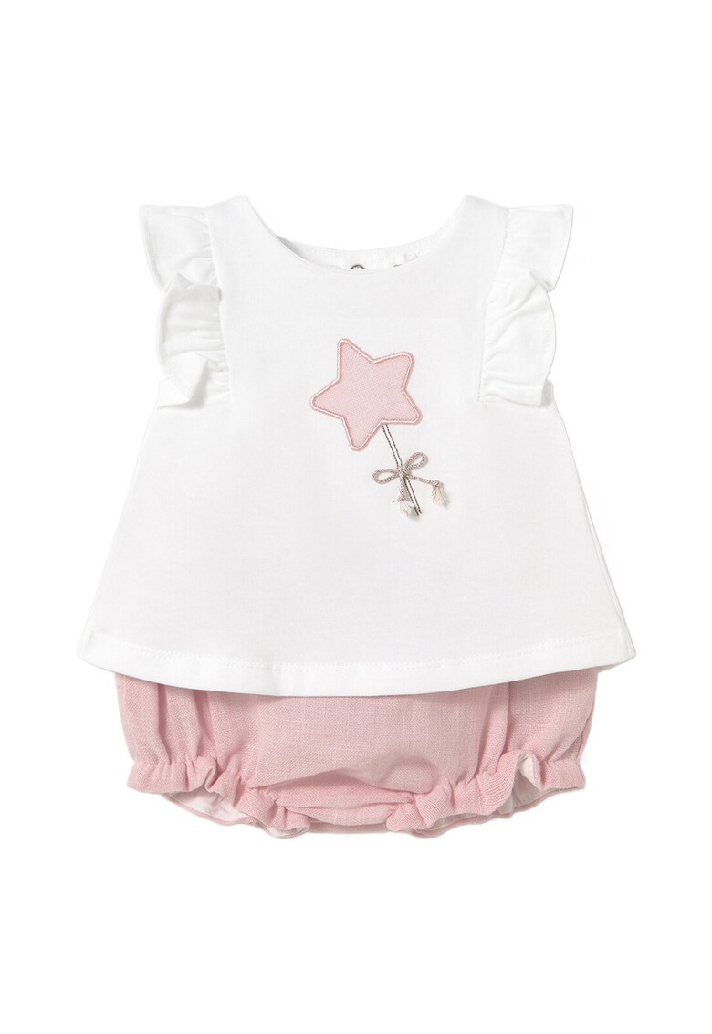 Set tricou si pantaloni scurti fete 1255 - Bumbac/Elastan - Roz - Roz