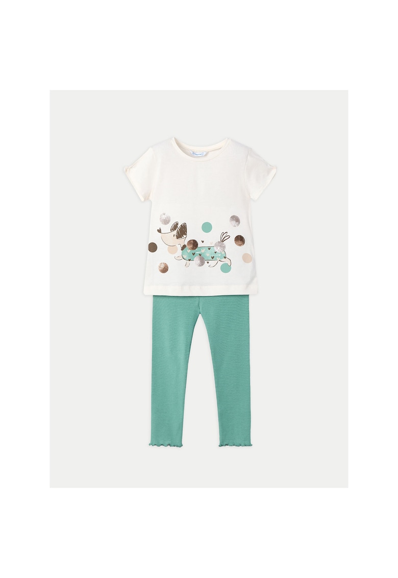 Set tricou si colanti fete 3706 - Bumbac - Verde