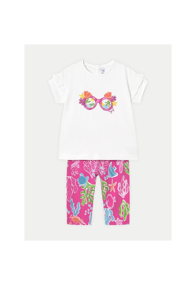 Set tricou si colanti fete 1739 - Bumbac/Elastan - Multicolor