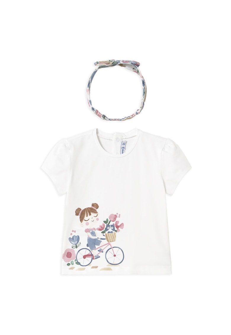 Tricou fete 1044 - Bumbac/Elastan - 4 ani - Alb
